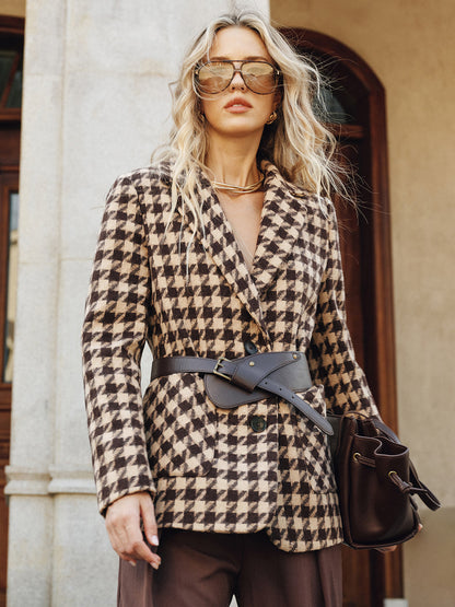 Houndstooth Belted Blazer
