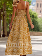 Cascais Bohemia Tropical Palm Strappy Summer Long Dress - Lightweight and Breezy