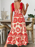 Boho Chic Floral A-Line Long Dress - Sleeveless Summer Style