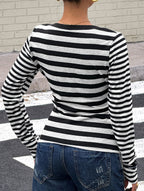 Women’s Striped Long Sleeve Top – Classic Casual Blouse | Dripiume
