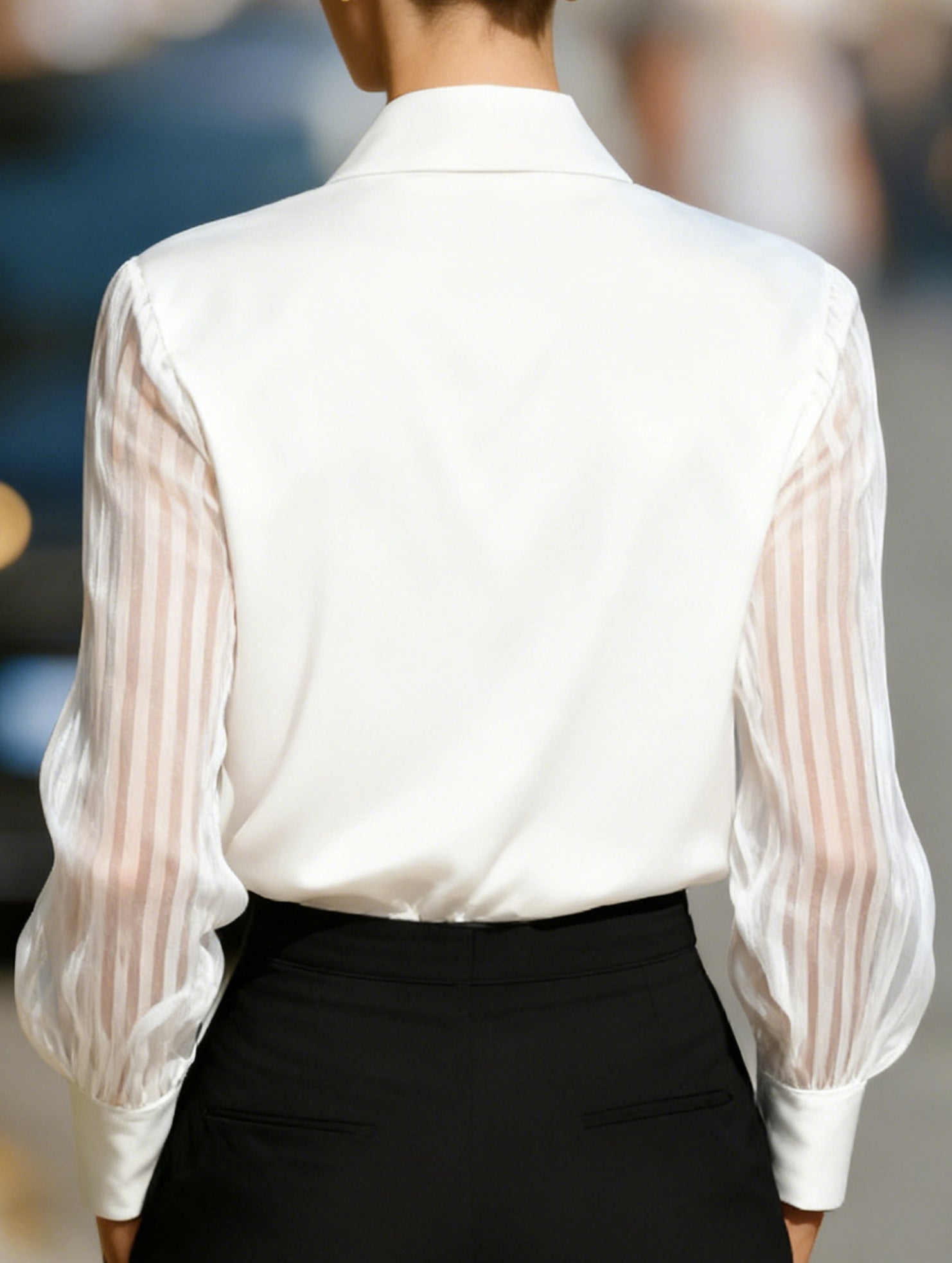 Women’s Satin Sheer Striped Blouse | Dripiume