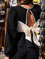 Women’s Backless Bow Tie Blouse | Dripiume