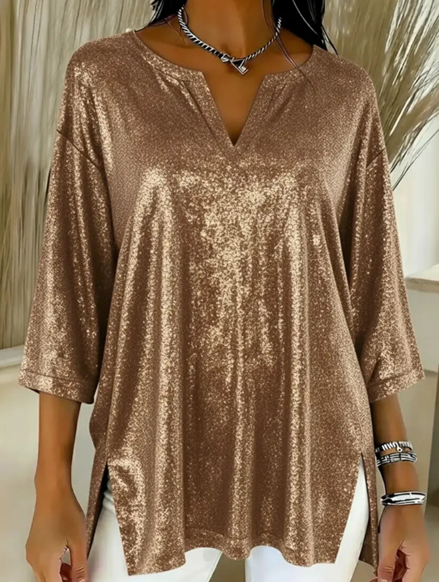 Women’s Shimmer Long Sleeve Party Top | Dripiume