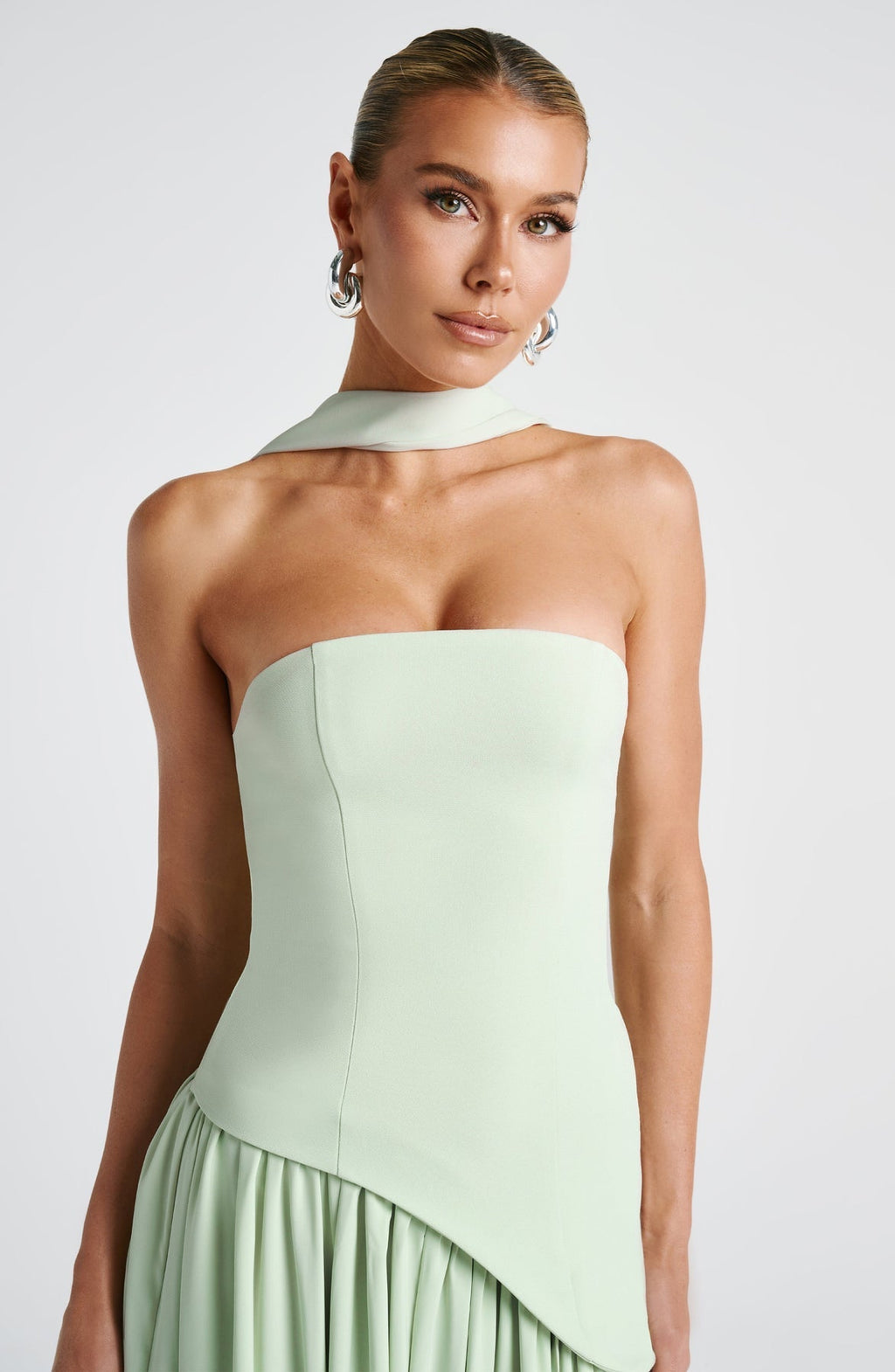 Strapless Long Dress with Draped Detail & Elegant Silhouette – Mya
