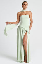 Strapless Long Dress with Draped Detail & Elegant Silhouette – Mya