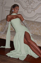 Strapless Long Dress with Draped Detail & Elegant Silhouette – Mya