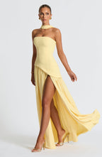 Strapless Long Dress with Draped Detail & Elegant Silhouette – Mya