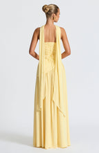 Strapless Long Dress with Draped Detail & Elegant Silhouette – Mya