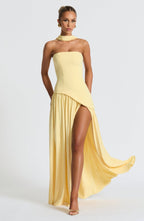 Strapless Long Dress with Draped Detail & Elegant Silhouette – Mya