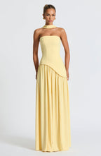Strapless Long Dress with Draped Detail & Elegant Silhouette – Mya