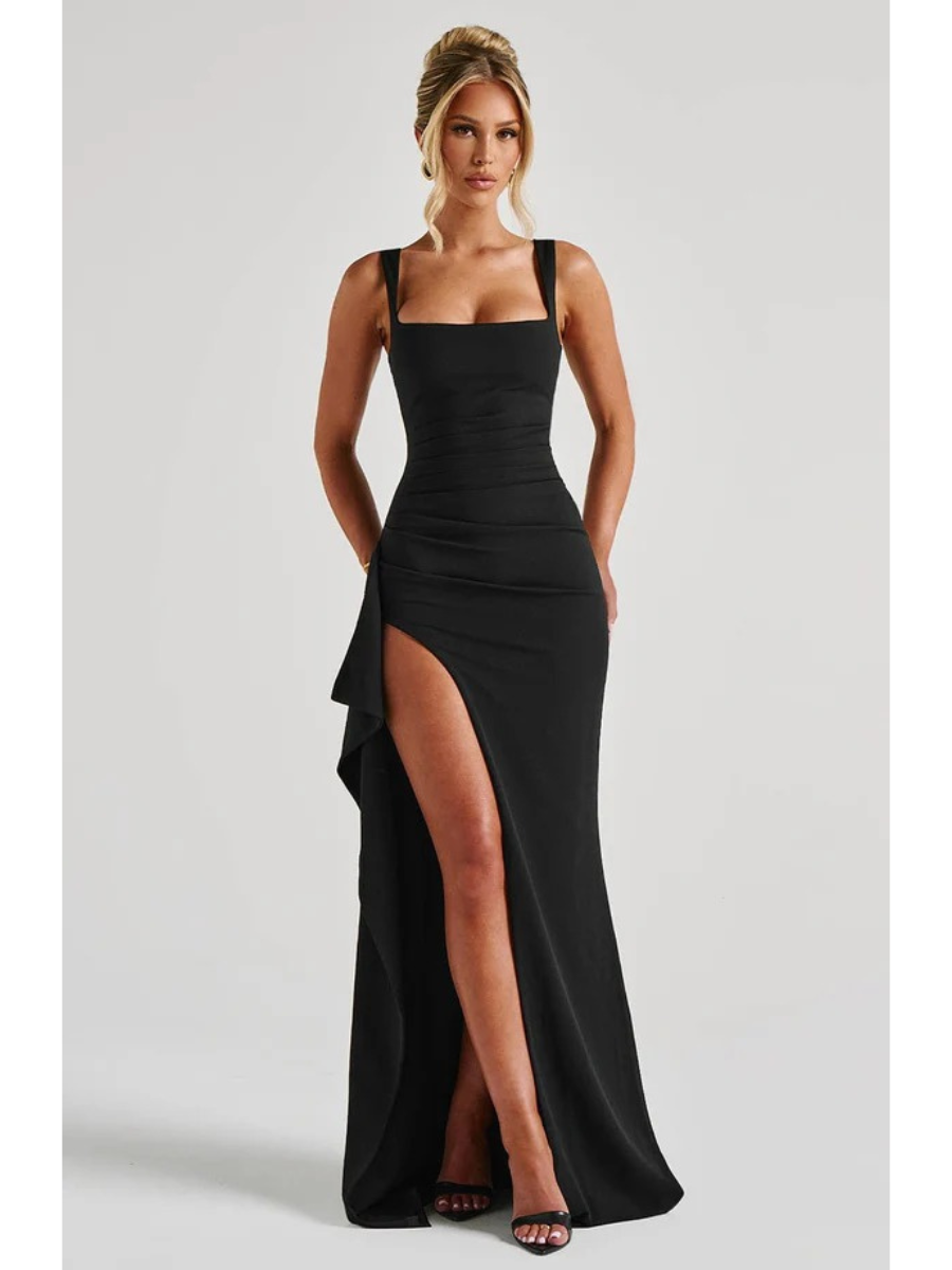 Elegant Long Dress with Slit for Women – Modern Evening Style