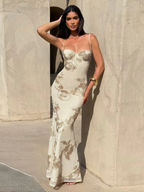 Backless Maxi Dress with Embroidered Flowers & Elegant Fit – Dara