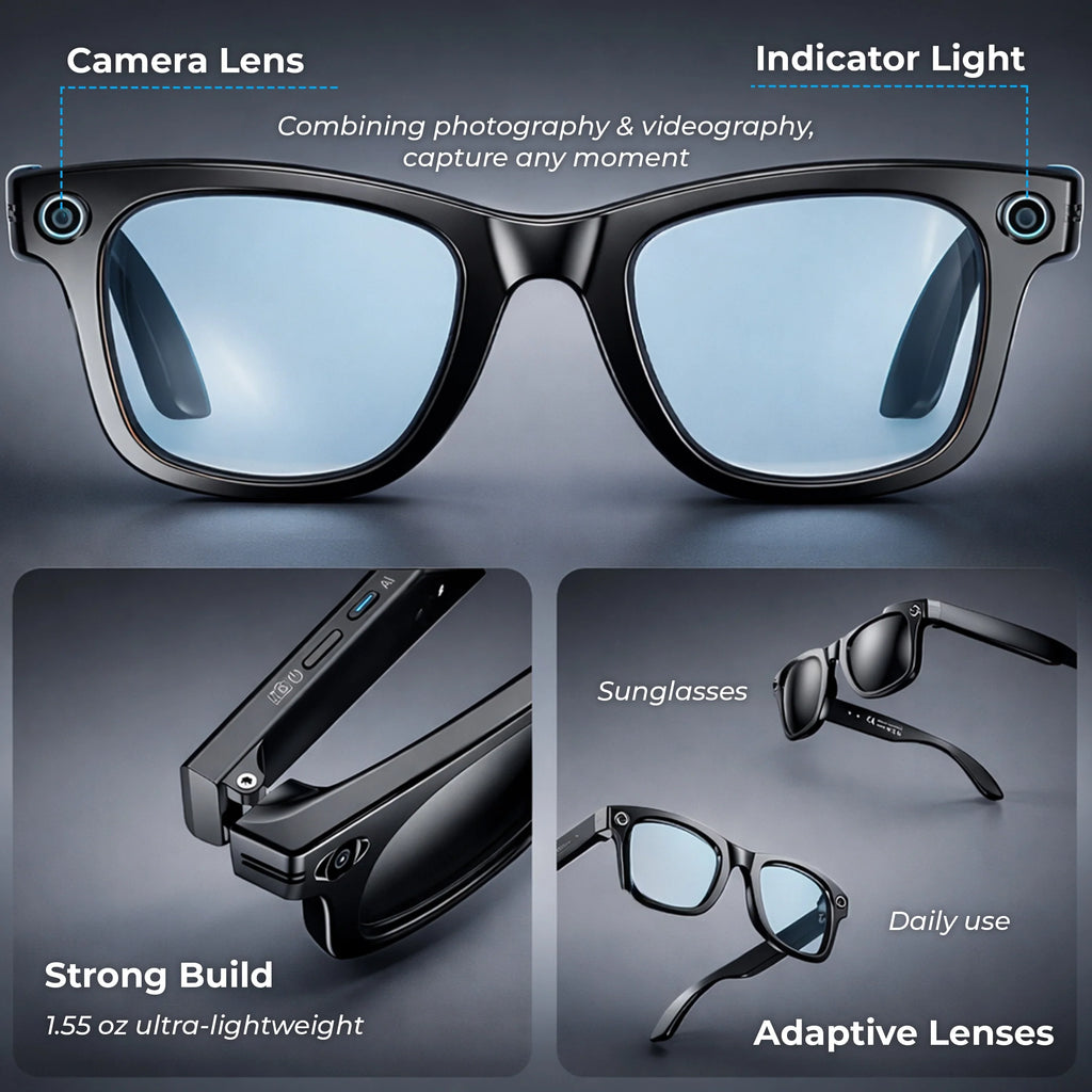 Smart AI Glasses with HD Camera & Translation – VisionSync Pro