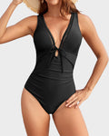 Women’s V-Neck Sculpting One-Piece Swimsuit