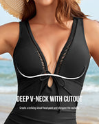 Women’s V-Neck Sculpting One-Piece Swimsuit
