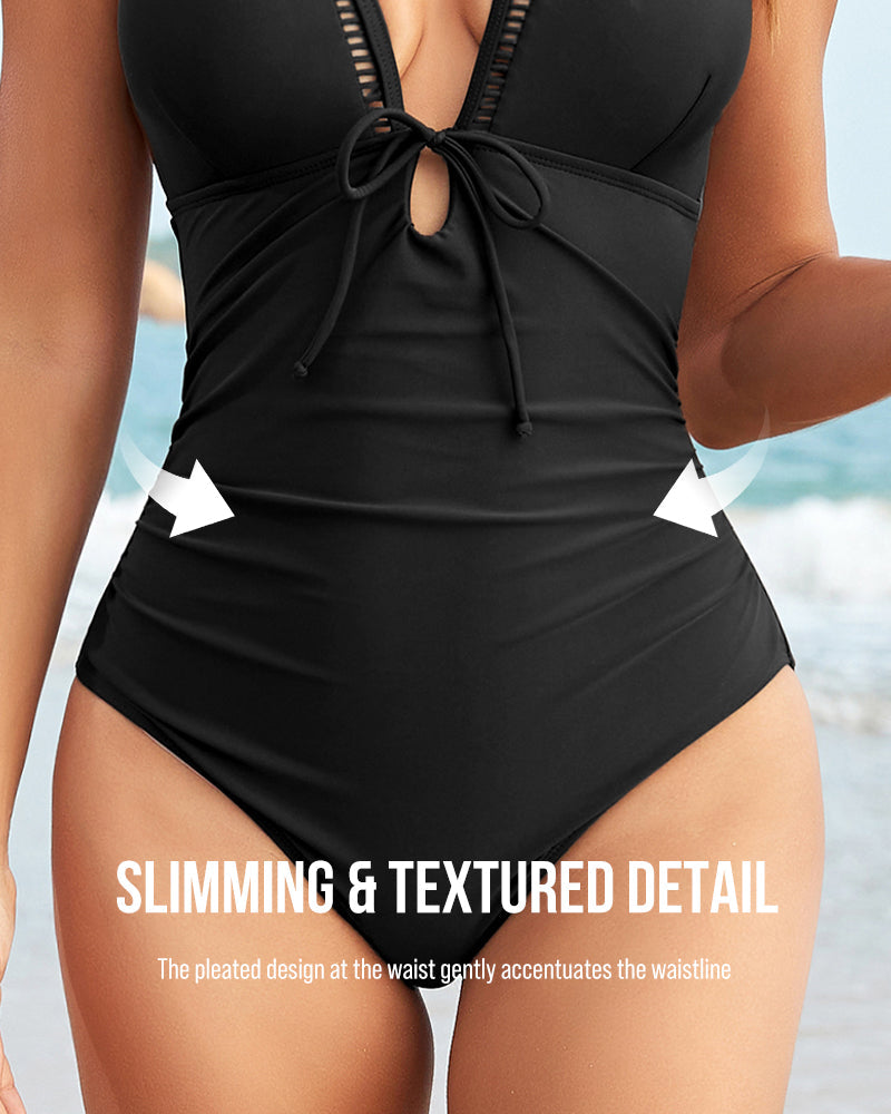 Women’s V-Neck Sculpting One-Piece Swimsuit