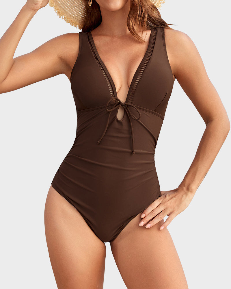 Women’s V-Neck Sculpting One-Piece Swimsuit