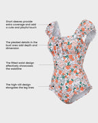 Women’s Floral Ruffled Square Neck One-Piece Swimsuit