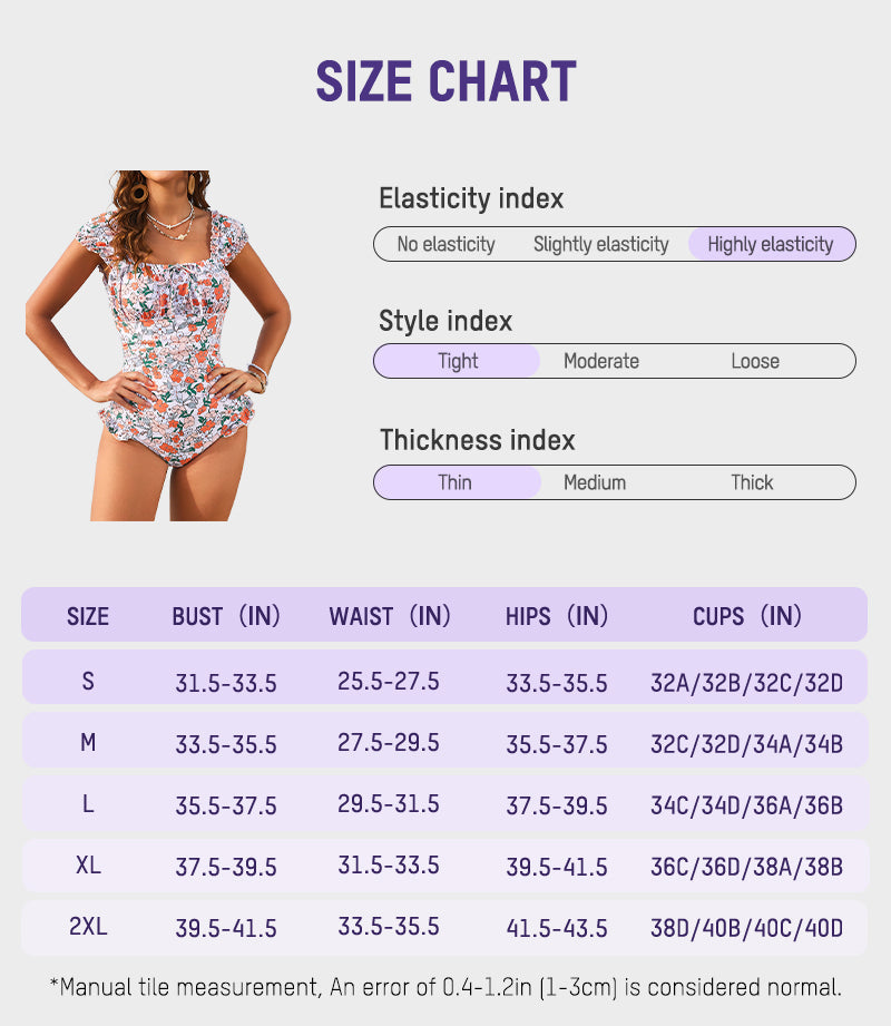 Women’s Floral Ruffled Square Neck One-Piece Swimsuit