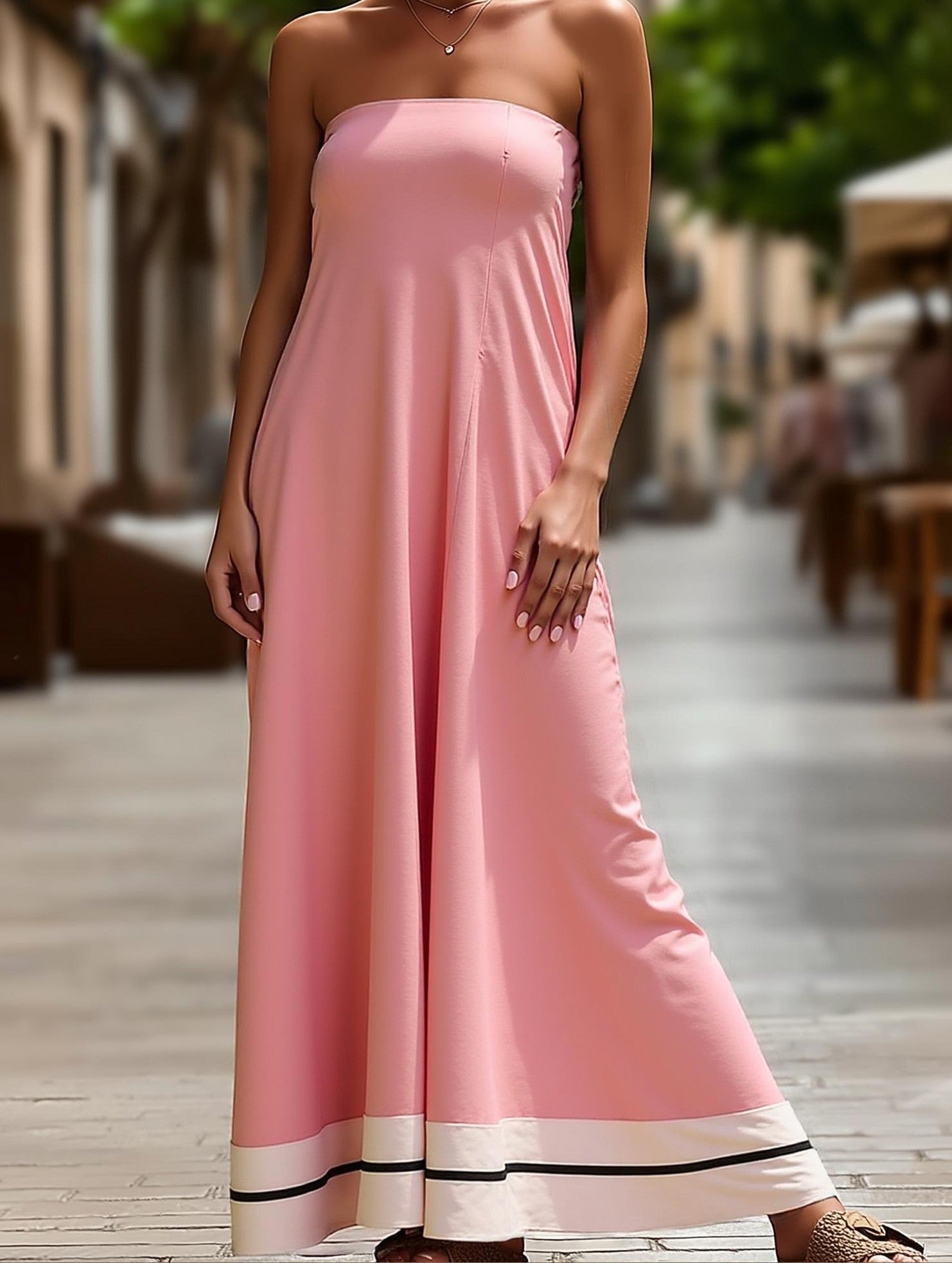 Strapless Printed Swing Dress - Summer Tube Top Casual Style