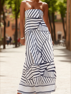 Strapless Printed Swing Dress - Summer Tube Top Casual Style