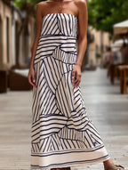 Strapless Printed Swing Dress - Summer Tube Top Casual Style