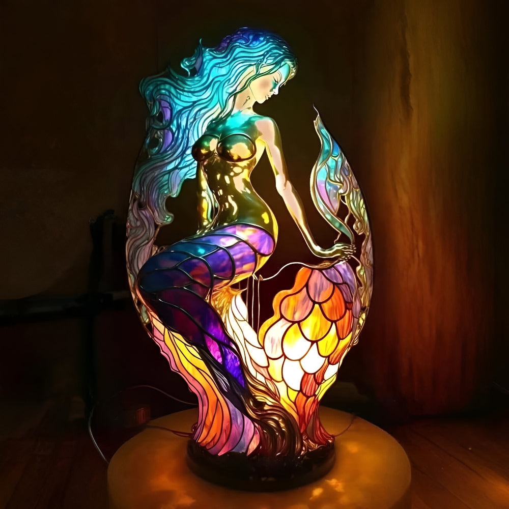 Lamp Stained Glass Animal Table Accent Light Sculpture