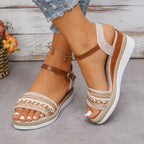 Lunaria Women's Chic Rhinestone Wedge Sandals – Comfortable Summer Footwear