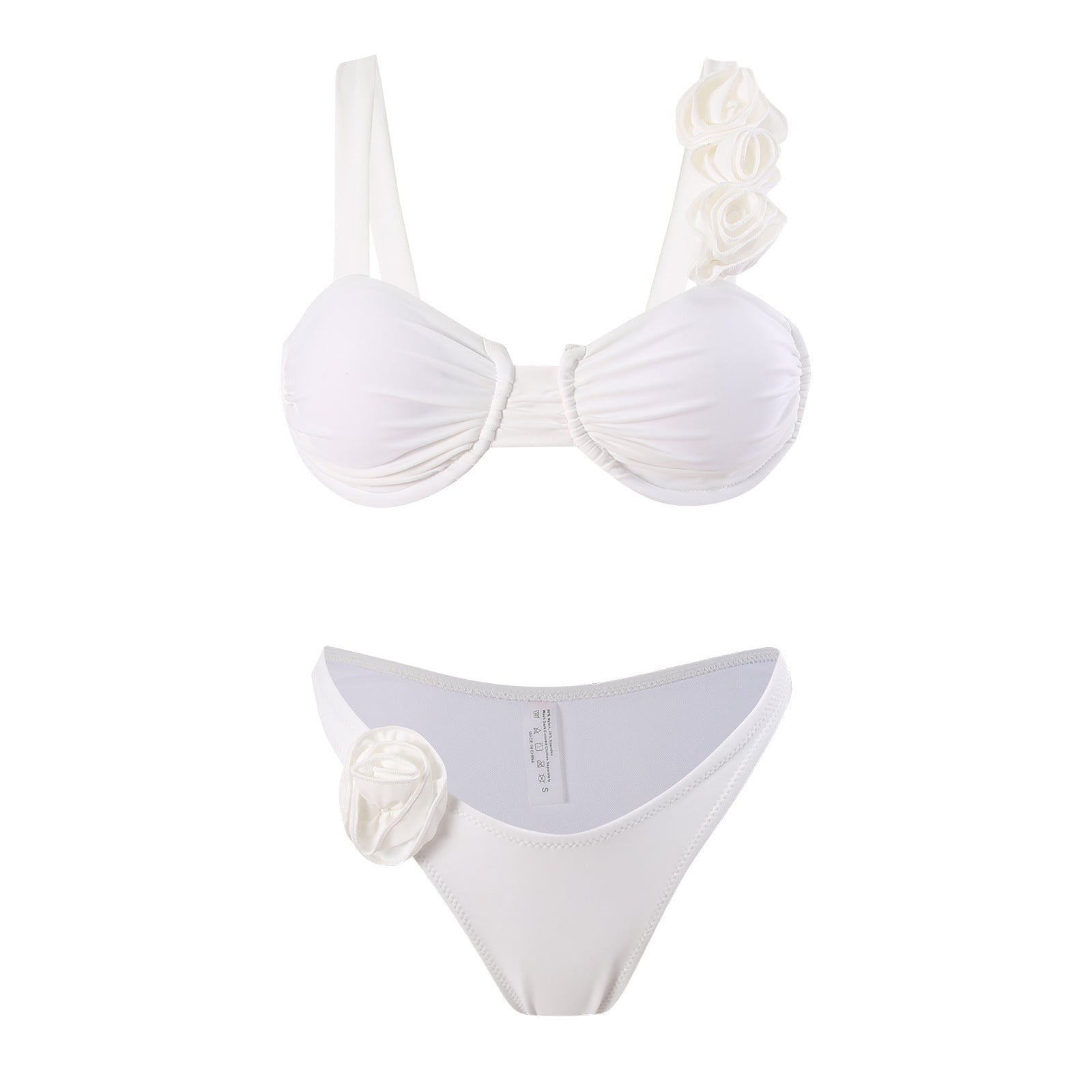 Women’s Floral Appliqué Ruffle Bikini Set – Elegant Summer Style | Dripiume