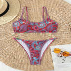 Two-Piece Bikini Top Set for Women with Adjustable Straps and High-Waisted Bottom