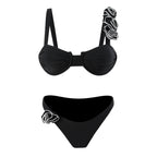 Women’s Floral Appliqué Ruffle Bikini Set – Elegant Summer Style | Dripiume