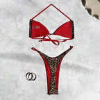 Leopard Triangle Bikini Set for Women with Adjustable Straps – Trendy Beach Style