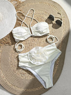 Chic Floral Bandeau Bikini for Women with Adjustable Straps