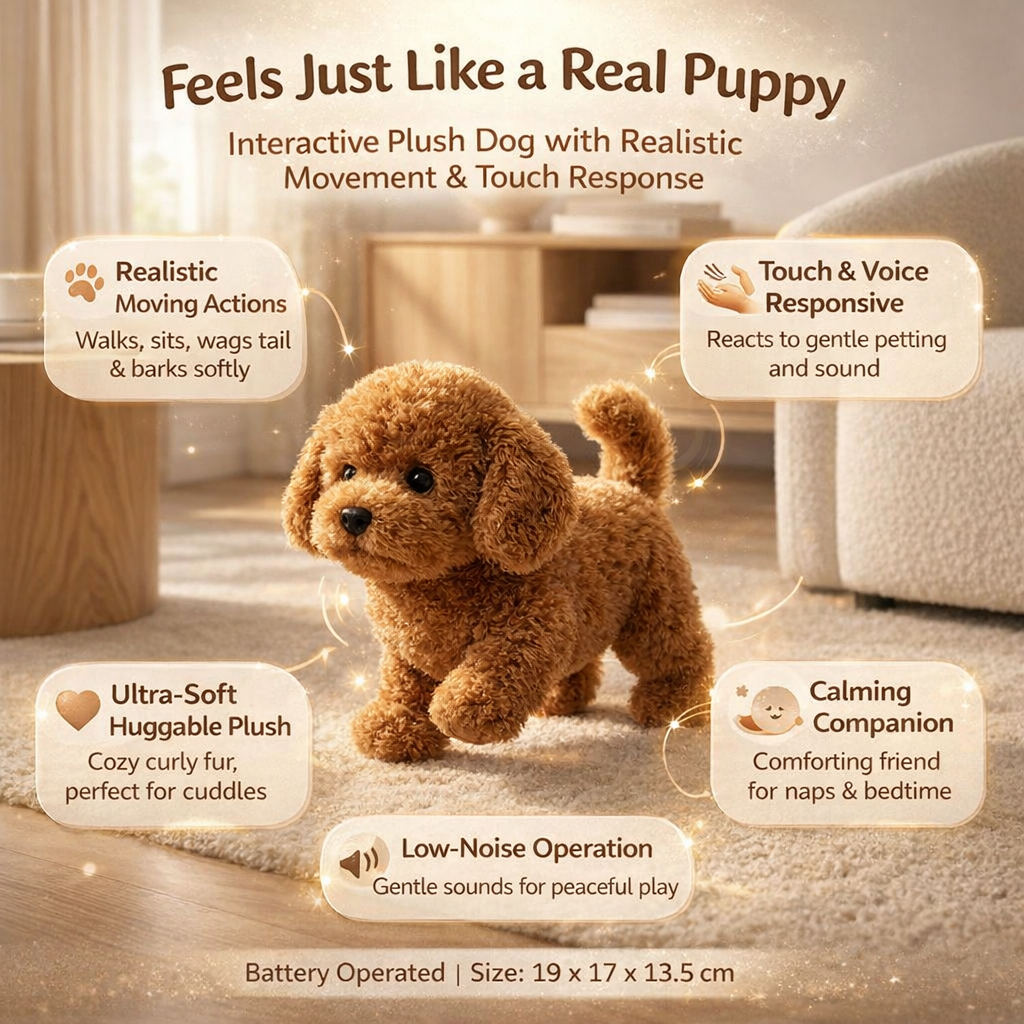 Plush Toy Interactive Dog Realistic Moving Soft Puppy