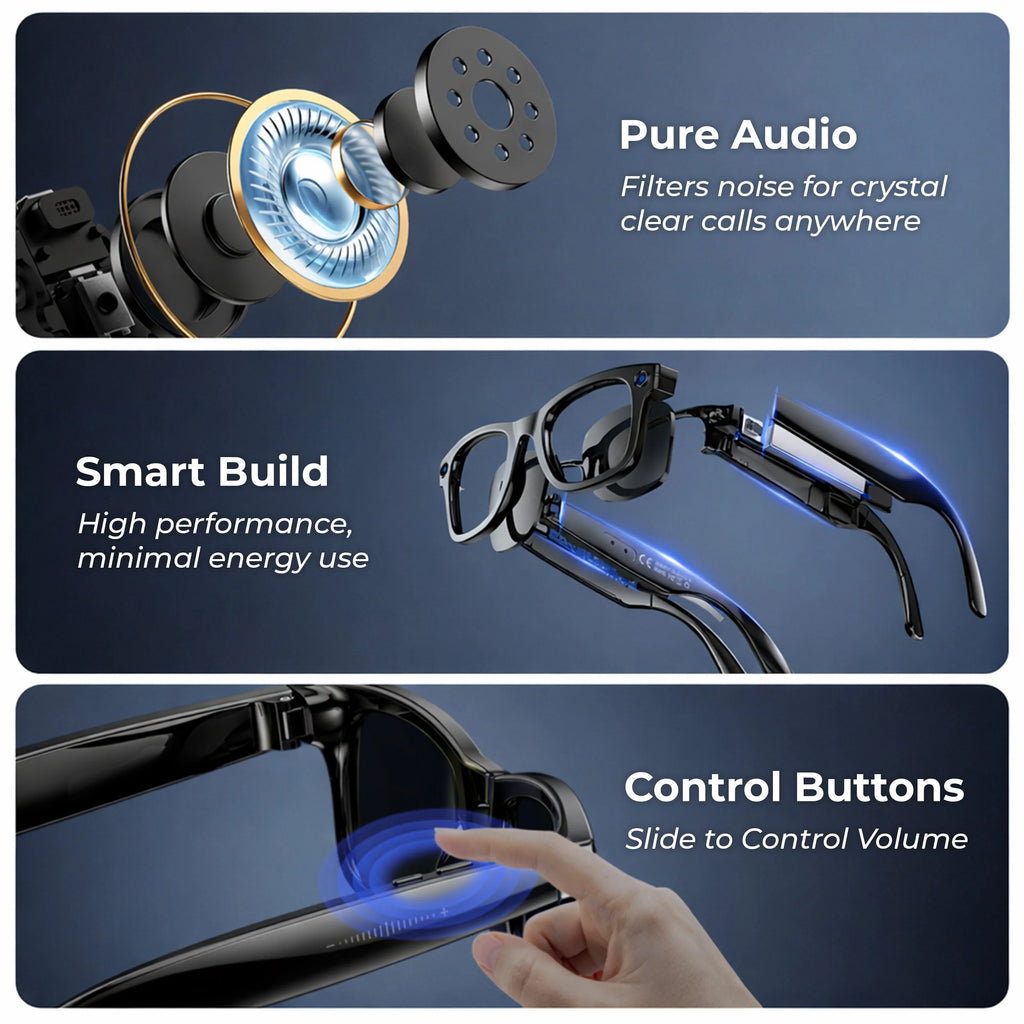 Smart AI Glasses with HD Camera & Translation – VisionSync Pro