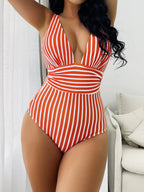 Women’s Striped One-Piece Swimsuit with Flattering Fit