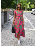 Marlene | Women's Wrap Midi Dress with Floral Pattern and V-Neck