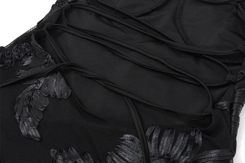 Backless Maxi Dress with Embroidered Flowers & Elegant Fit – Dara