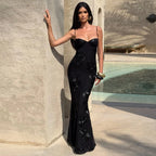 Backless Maxi Dress with Embroidered Flowers & Elegant Fit – Dara