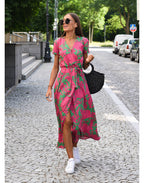Marlene | Women's Wrap Midi Dress with Floral Pattern and V-Neck