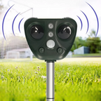 Solar Ultrasonic Bird Repeller Outdoor Garden Pest Deterrent with LED Flash Light