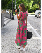 Marlene | Women's Wrap Midi Dress with Floral Pattern and V-Neck