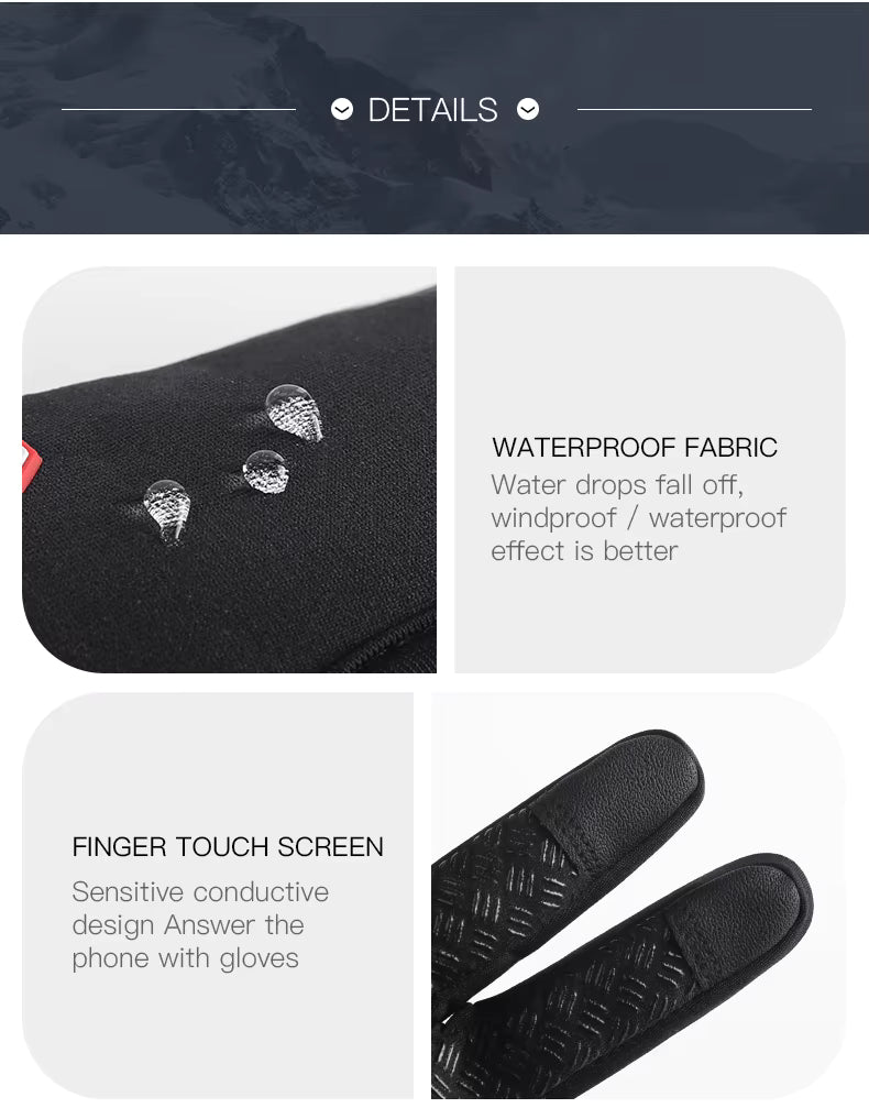 Winter Thermal Touchscreen Gloves – Windproof & Water-Resistant, Non-Slip Unisex Gloves for Cycling and Cold Weather