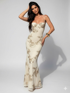 Backless Maxi Dress with Embroidered Flowers & Elegant Fit – Dara
