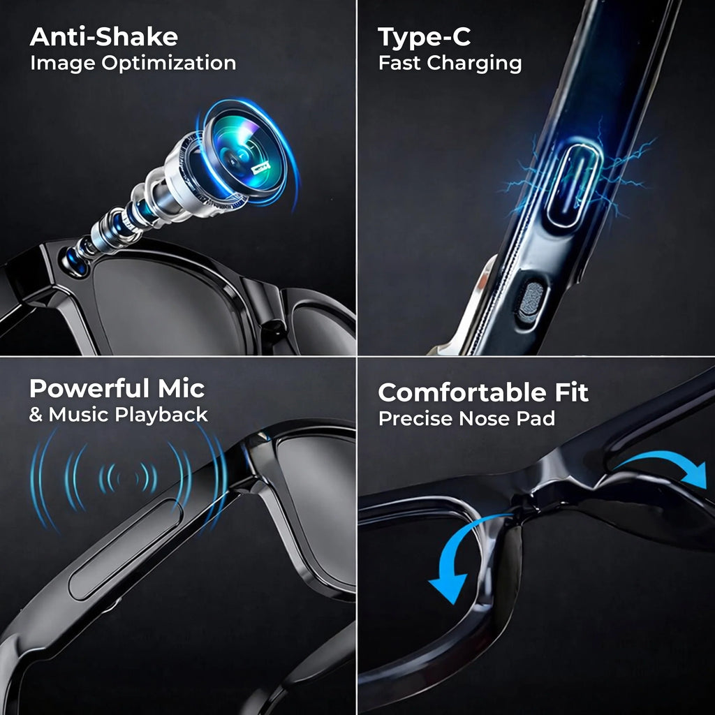 Smart AI Glasses with HD Camera & Translation – VisionSync Pro