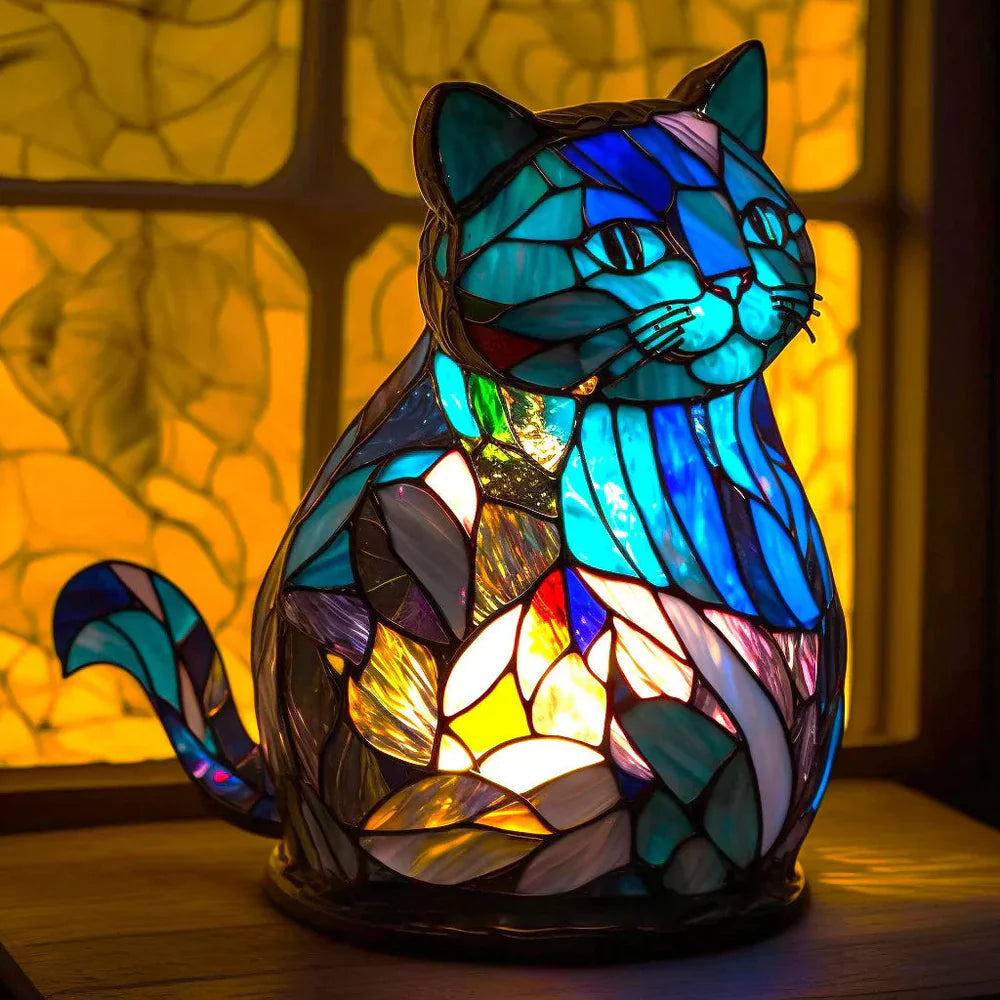 Lamp Stained Glass Animal Table Accent Light Sculpture
