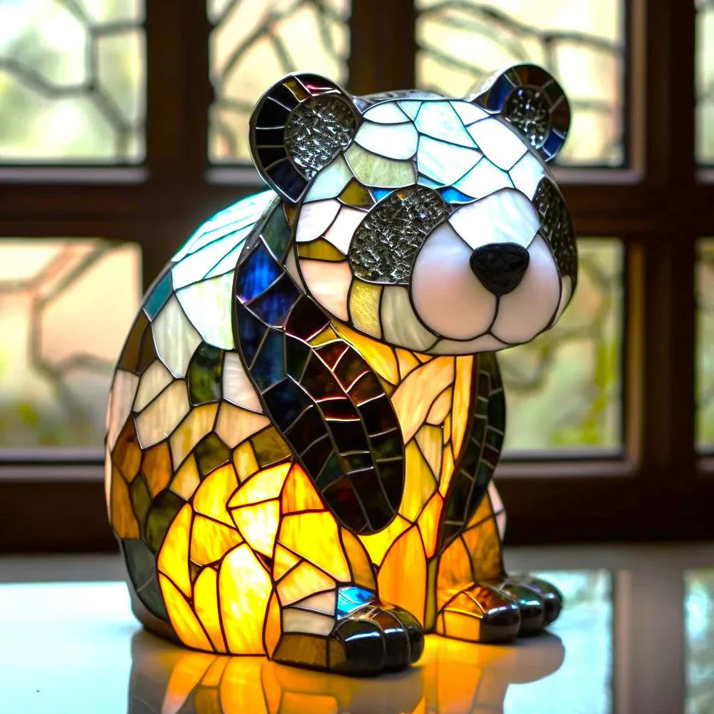 Lamp Stained Glass Animal Table Accent Light Sculpture