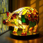 Lamp Stained Glass Animal Table Accent Light Sculpture