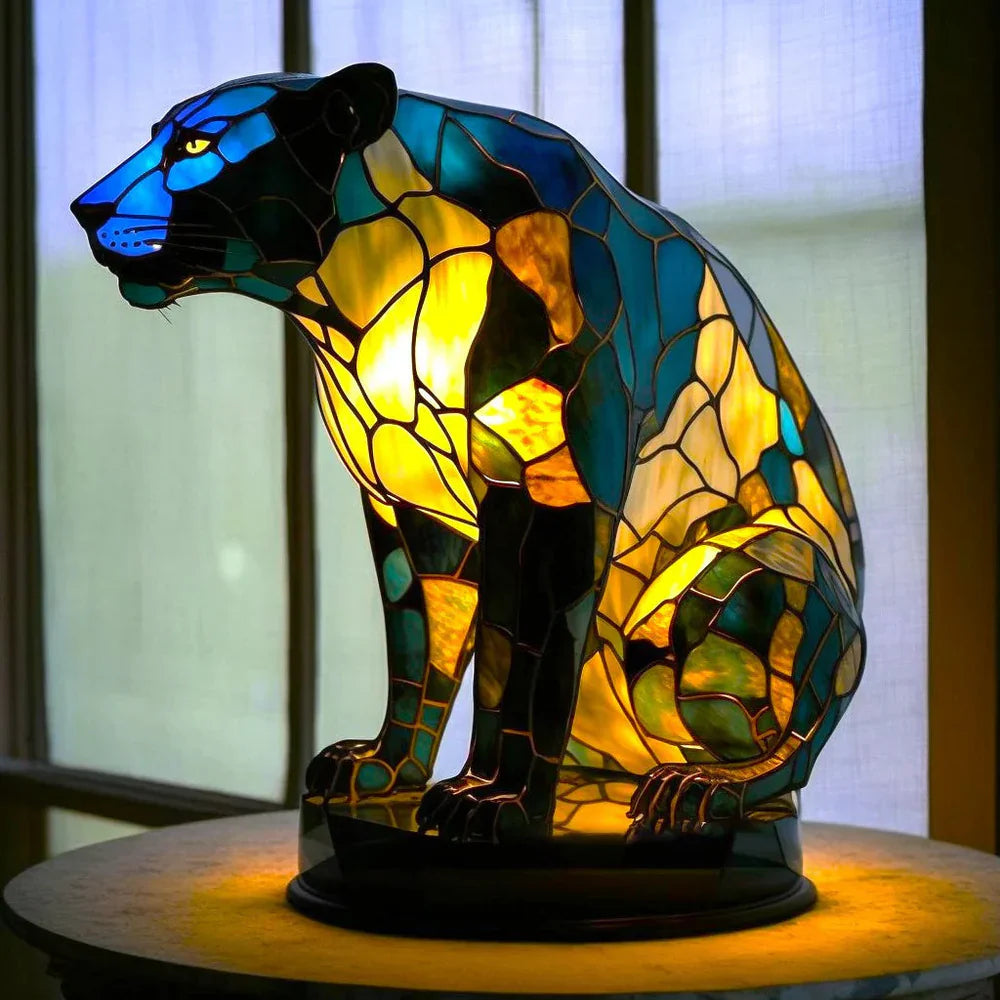 Lamp Stained Glass Animal Table Accent Light Sculpture
