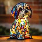 Table Lamp Stained Glass Dog Style Animal Decor Light